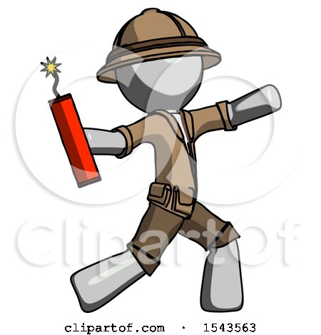 Gray Explorer Ranger Man Throwing Dynamite by Leo Blanchette