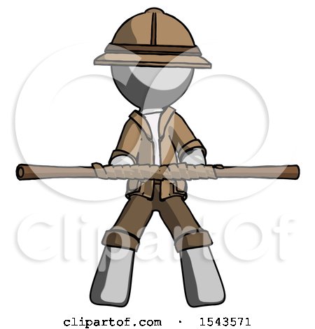 Gray Explorer Ranger Man Bo Staff Kung Fu Defense Pose by Leo Blanchette