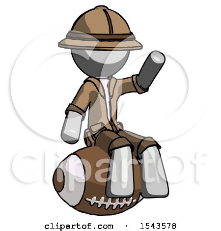 Gray Explorer Ranger Man Sitting on Giant Football by Leo Blanchette