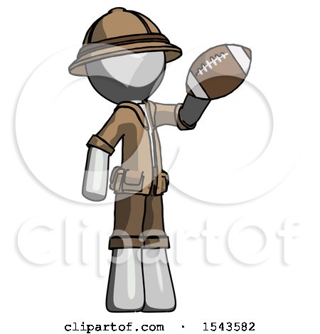 Gray Explorer Ranger Man Holding Football up by Leo Blanchette