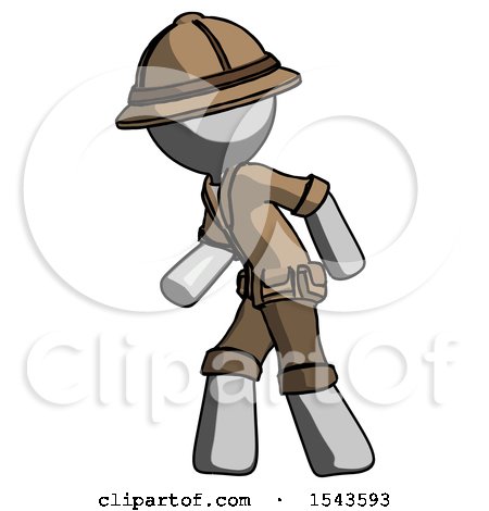 Gray Explorer Ranger Man Suspense Action Pose Facing Left by Leo Blanchette