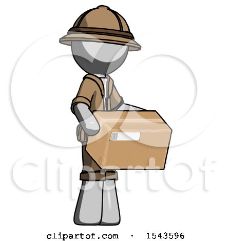 Gray Explorer Ranger Man Holding Package to Send or Recieve in Mail by Leo Blanchette