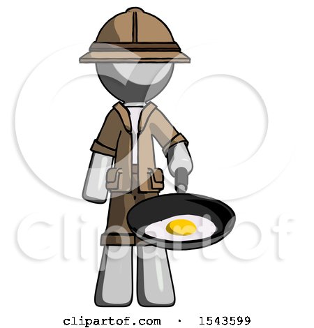Gray Explorer Ranger Man Frying Egg in Pan or Wok by Leo Blanchette