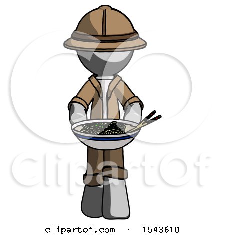 Gray Explorer Ranger Man Serving or Presenting Noodles by Leo Blanchette