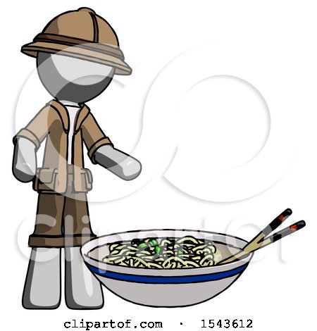 Gray Explorer Ranger Man and Noodle Bowl, Giant Soup Restaraunt Concept by Leo Blanchette