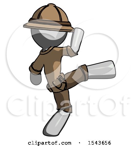 Gray Explorer Ranger Man Kick Pose by Leo Blanchette