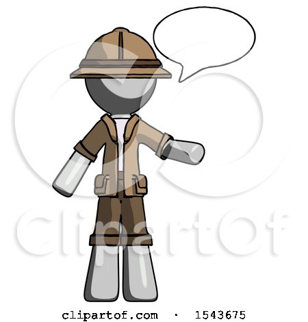 Gray Explorer Ranger Man with Word Bubble Talking Chat Icon by Leo Blanchette