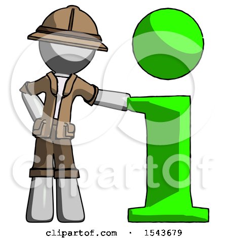 Gray Explorer Ranger Man with Info Symbol Leaning up Against It by Leo Blanchette