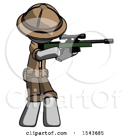 Gray Explorer Ranger Man Shooting Sniper Rifle by Leo Blanchette