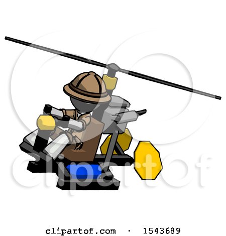 Gray Explorer Ranger Man Flying in Gyrocopter Front Side Angle Top View by Leo Blanchette