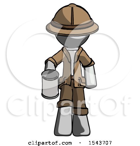 Gray Explorer Ranger Man Begger Holding Can Begging or Asking for Charity by Leo Blanchette