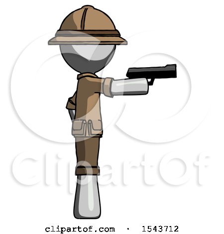 Gray Explorer Ranger Man Firing a Handgun by Leo Blanchette