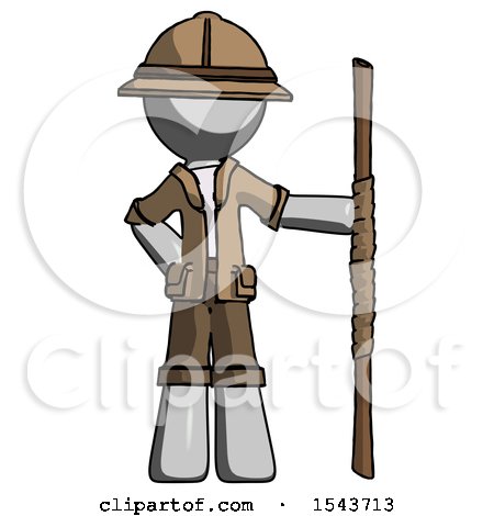 Gray Explorer Ranger Man Holding Staff or Bo Staff by Leo Blanchette
