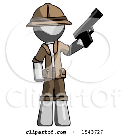Gray Explorer Ranger Man Holding Handgun by Leo Blanchette