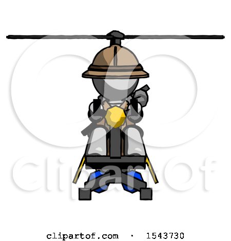 Gray Explorer Ranger Man Flying in Gyrocopter Front View by Leo Blanchette