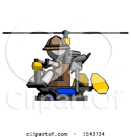 Gray Explorer Ranger Man Flying in Gyrocopter Front Side Angle View by Leo Blanchette