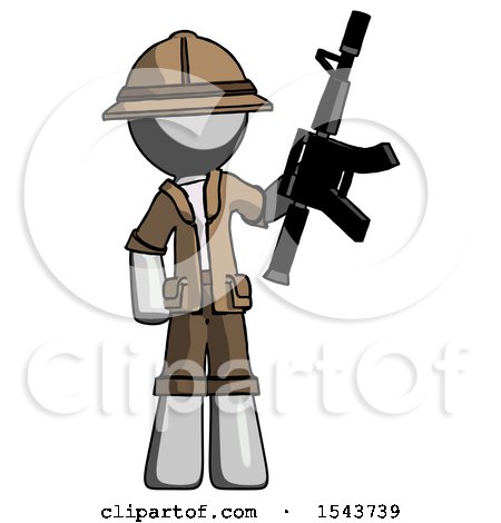 Gray Explorer Ranger Man Holding Automatic Gun by Leo Blanchette