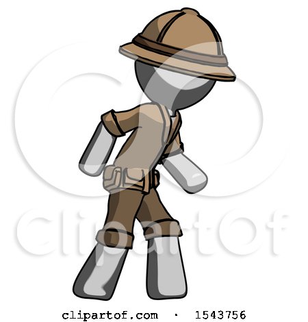 Gray Explorer Ranger Man Suspense Action Pose Facing Right by Leo Blanchette