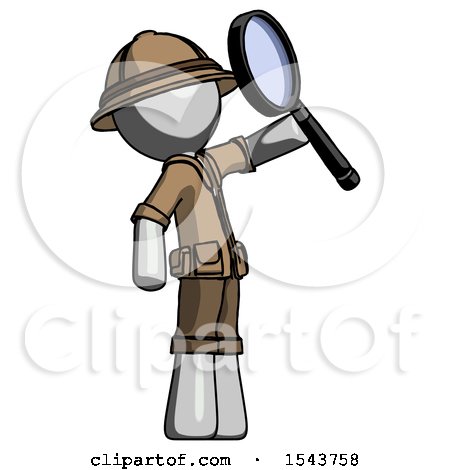 Gray Explorer Ranger Man Inspecting with Large Magnifying Glass Facing up by Leo Blanchette