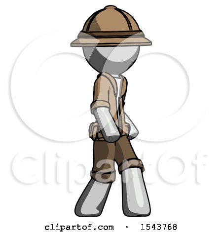 Gray Explorer Ranger Man Walking Turned Right Front View by Leo Blanchette