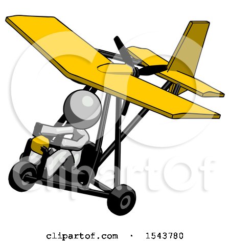 Gray Design Mascot Woman in Ultralight Aircraft Top Side View by Leo Blanchette