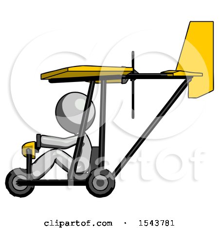 Gray Design Mascot Man in Ultralight Aircraft Side View by Leo Blanchette