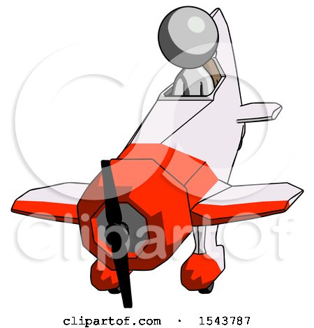 Gray Design Mascot Man in Geebee Stunt Plane Descending Front Angle View by Leo Blanchette