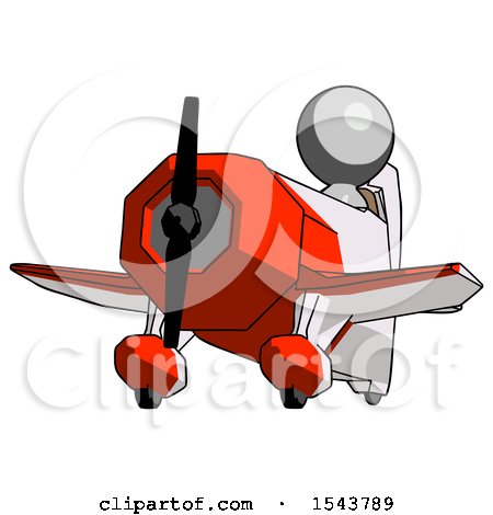 Gray Design Mascot Man Flying in Geebee Stunt Plane Viewed from Below by Leo Blanchette