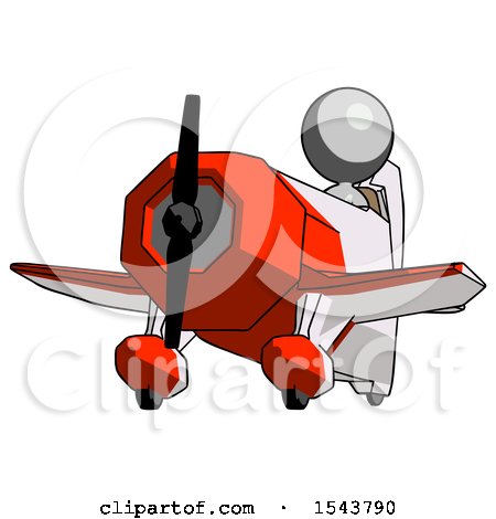 Gray Design Mascot Woman Flying in Geebee Stunt Plane Viewed from Below by Leo Blanchette