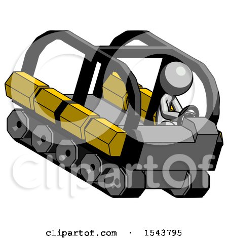 Gray Design Mascot Man Driving Amphibious Tracked Vehicle Top Angle View by Leo Blanchette