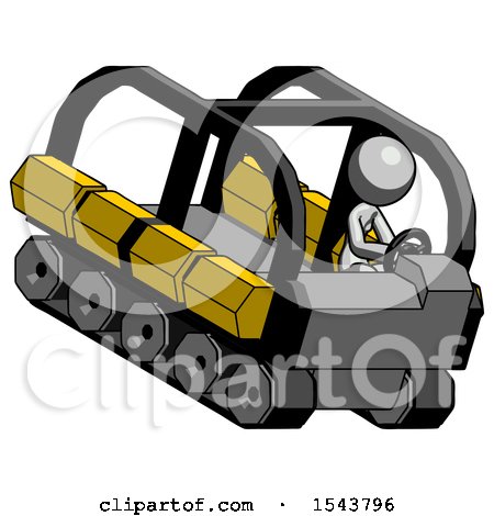 Gray Design Mascot Woman Driving Amphibious Tracked Vehicle Top Angle View by Leo Blanchette