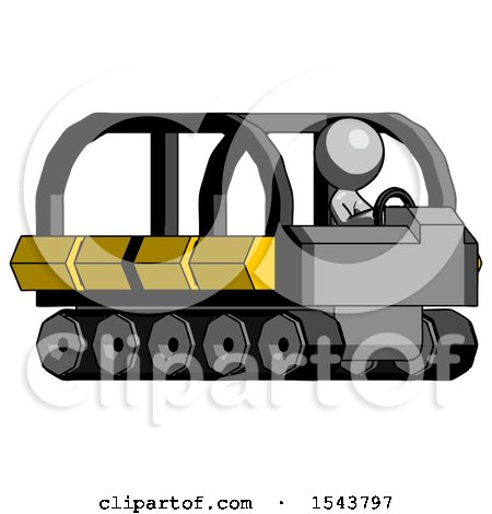 Gray Design Mascot Man Driving Amphibious Tracked Vehicle Side Angle View by Leo Blanchette