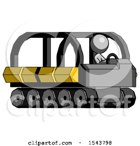 Gray Design Mascot Woman Driving Amphibious Tracked Vehicle Side Angle View by Leo Blanchette