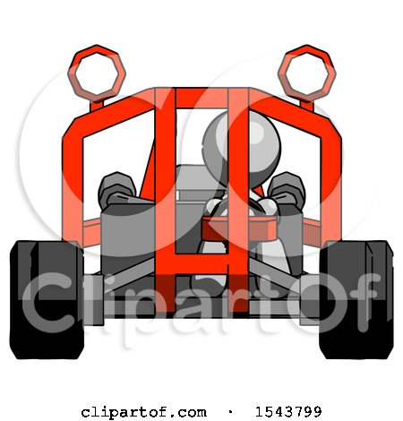 Gray Design Mascot Man Riding Sports Buggy Front View by Leo Blanchette