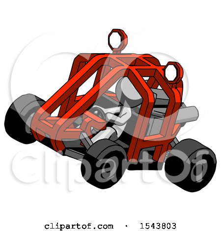 Gray Design Mascot Man Riding Sports Buggy Side Top Angle View by Leo Blanchette