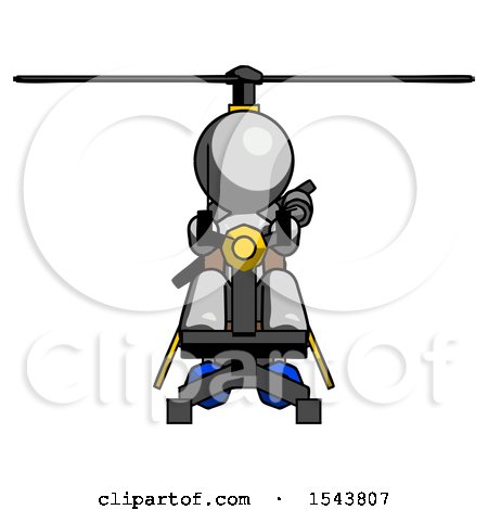 Gray Design Mascot Man Flying in Gyrocopter Front View by Leo Blanchette