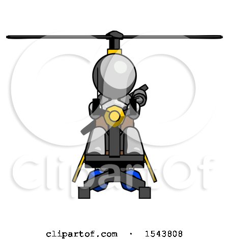 Gray Design Mascot Woman Flying in Gyrocopter Front View by Leo Blanchette