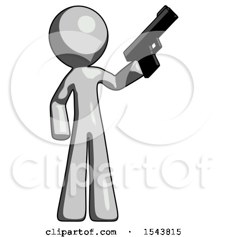 Gray Design Mascot Man Holding Handgun by Leo Blanchette