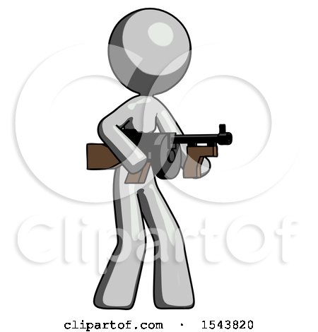 Gray Design Mascot Woman Tommy Gun Gangster Shooting Pose by Leo Blanchette