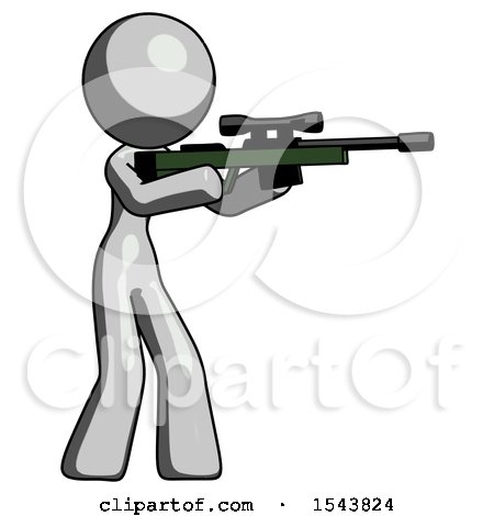 Gray Design Mascot Woman Shooting Sniper Rifle by Leo Blanchette