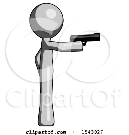 Gray Design Mascot Man Firing a Handgun by Leo Blanchette