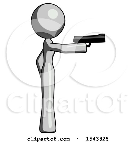 Gray Design Mascot Woman Firing a Handgun by Leo Blanchette