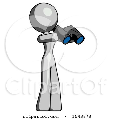 Gray Design Mascot Woman Holding Binoculars Ready to Look Right by Leo Blanchette