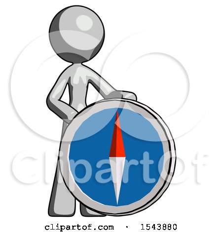 Gray Design Mascot Woman Standing Beside Large Compass by Leo Blanchette