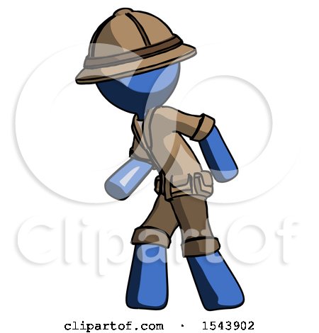 Blue Explorer Ranger Man Suspense Action Pose Facing Left by Leo Blanchette