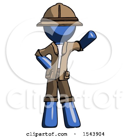 Blue Explorer Ranger Man Waving Left Arm with Hand on Hip by Leo Blanchette