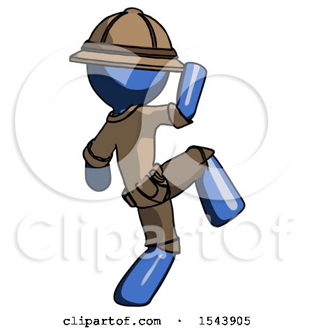 Blue Explorer Ranger Man Kick Pose Start by Leo Blanchette
