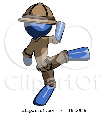 Blue Explorer Ranger Man Kick Pose by Leo Blanchette