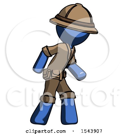 Blue Explorer Ranger Man Suspense Action Pose Facing Right by Leo Blanchette