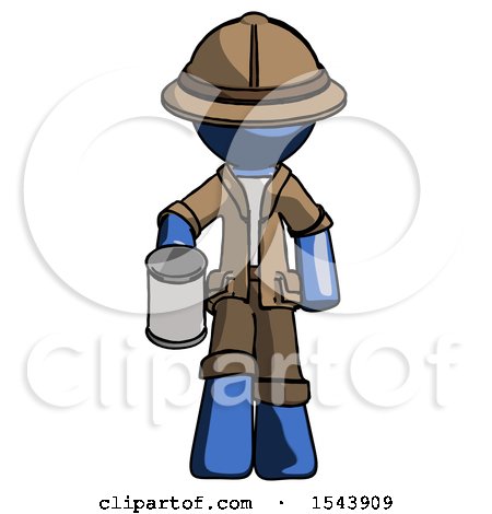 Blue Explorer Ranger Man Begger Holding Can Begging or Asking for Charity by Leo Blanchette